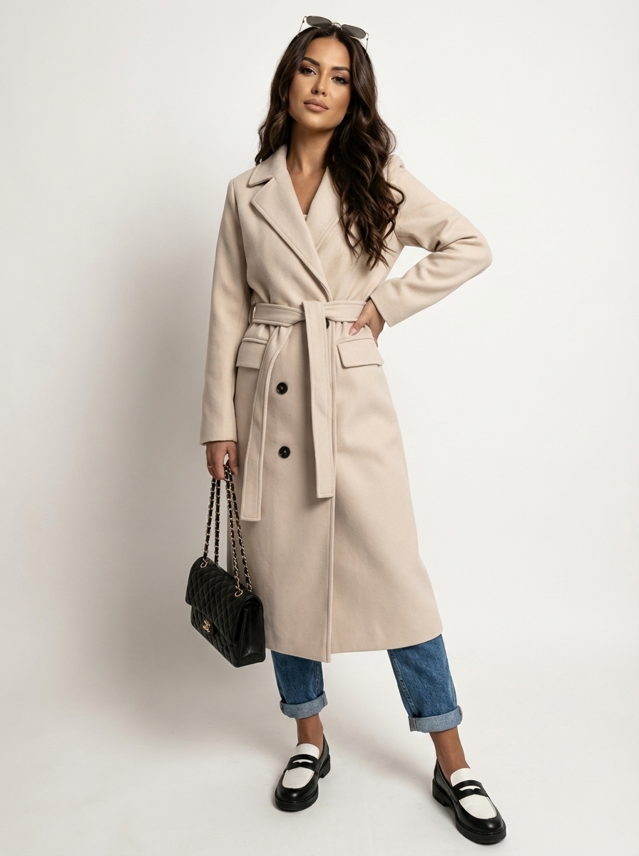 Women's Double-Breasted Overcoat – Long Wool Coat