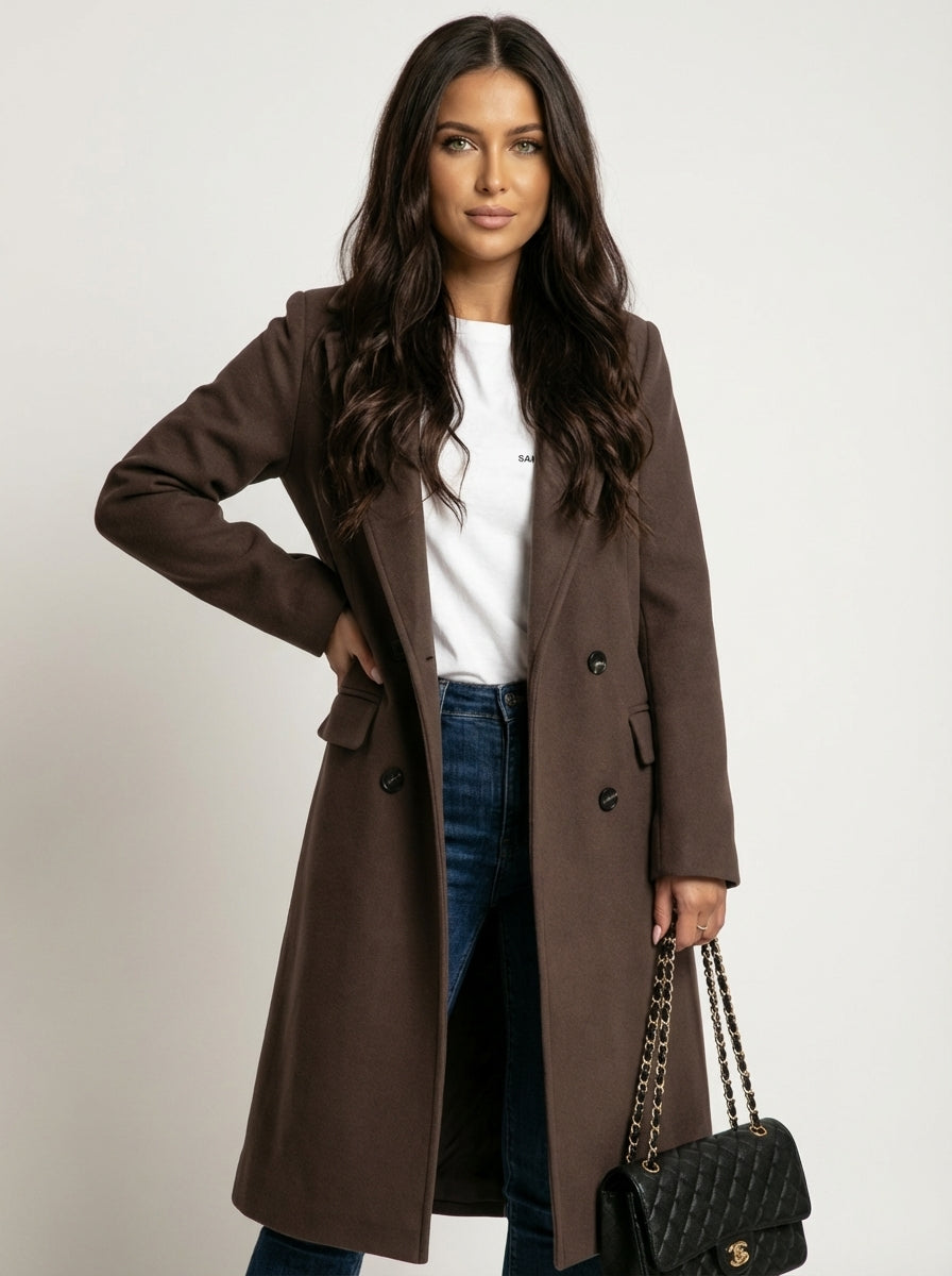 Women's Double-Breasted Overcoat – Long Wool Coat