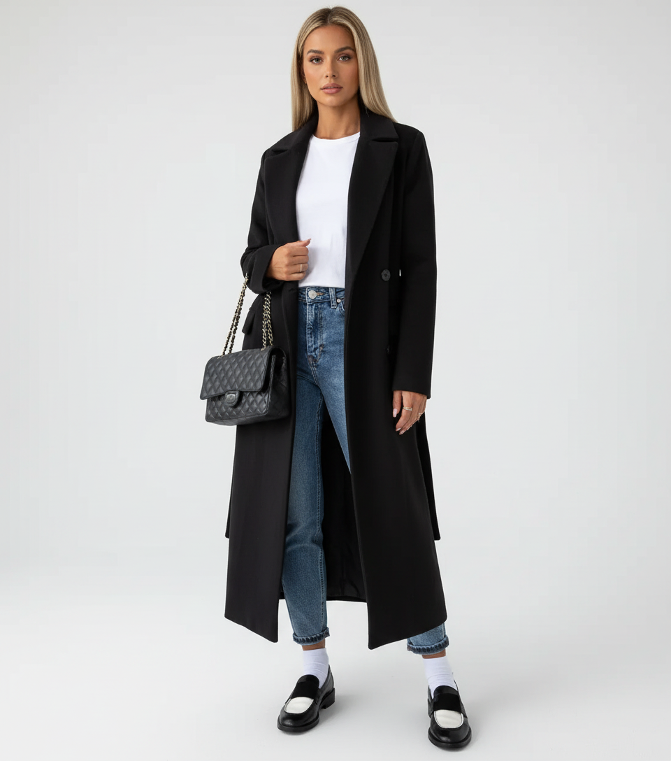 Women's Double-Breasted Overcoat – Long Wool Coat
