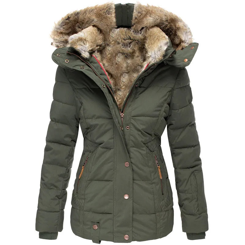 Women's Water Resistant Fur Hood Parka – Fleece Lined Winter Jacket