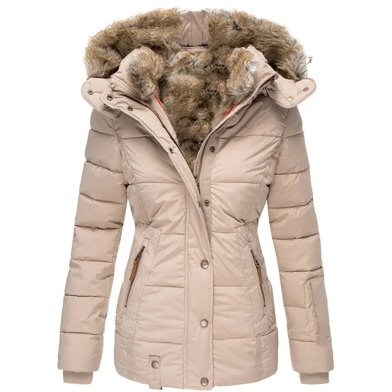 Women's Water Resistant Fur Hood Parka – Fleece Lined Winter Jacket