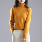 Women's Classic High Neck Sweater – Winter Turtleneck Knit Pullover