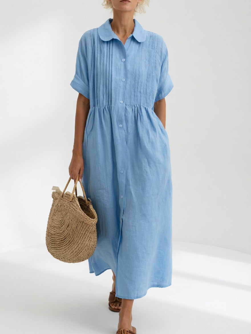 Women's Relaxed Shirt Dress – Button Front Flowy Day Dress