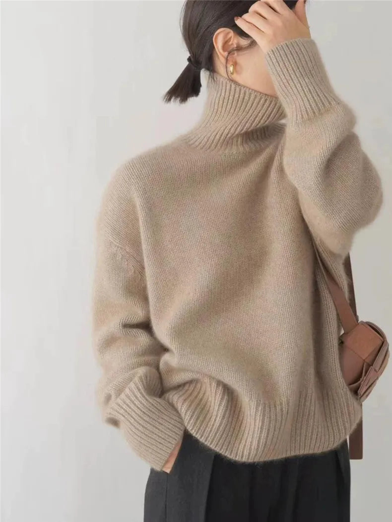 Women's Funnel Neck Sweater – Soft Rib Knit Jumper