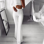 Women's High Waisted Pull-On Flared Pants – Fitted Stretch Trousers