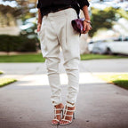 Women's Stretch Elastic Waist Trousers – High Rise Casual Everyday Pants