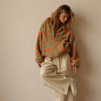 Women's Floral Sherpa Pullover – Oversized Boho Pattern Sweater