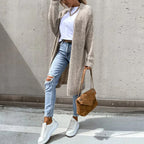 Women's Longline Knit Cardigan – Open Front Textured Cardigan