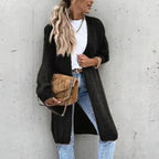 Women's Longline Knit Cardigan – Open Front Textured Cardigan