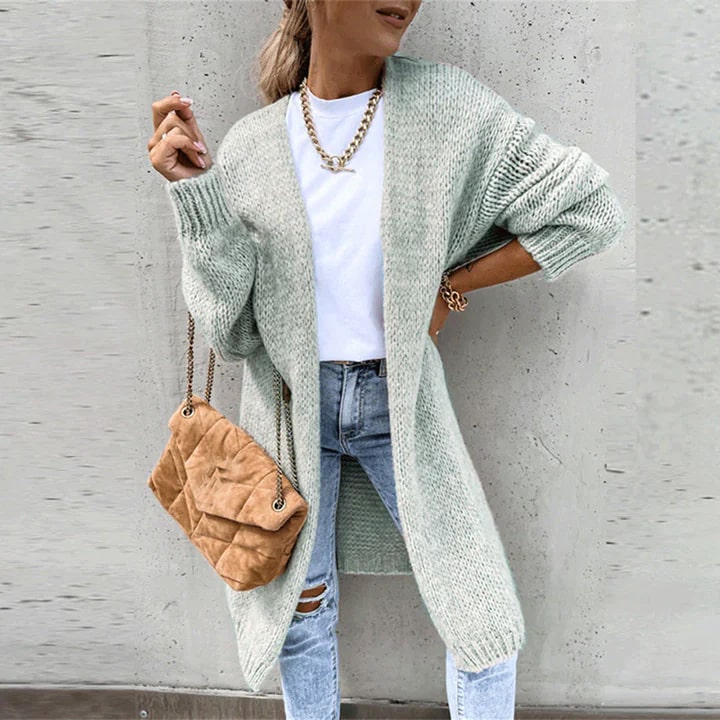 Women's Longline Knit Cardigan – Open Front Textured Cardigan