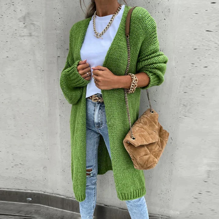 Women's Longline Knit Cardigan – Open Front Textured Cardigan