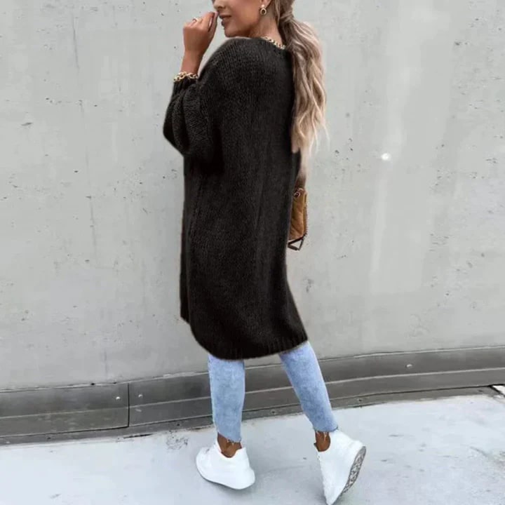 Women's Longline Knit Cardigan – Open Front Textured Cardigan