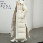 Women's Long Hooded Puffer Coat – Quilted Cold Weather Winter Jacket