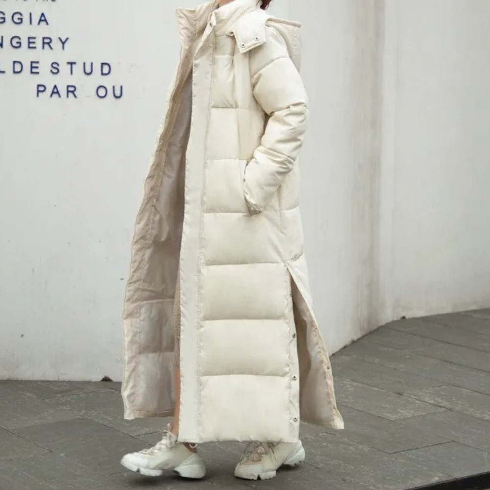 Women's Long Hooded Puffer Coat – Quilted Cold Weather Winter Jacket