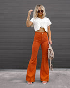 Women's Long Flared High Waist Pants – Retro Style Casual Trousers