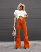 Women's Long Flared High Waist Pants – Retro Style Casual Trousers