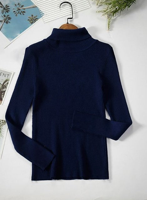 Women's Classic Roll Neck Sweater – Turtleneck Winter Knit Sweater