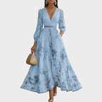 Women's Pleated Wedding Guest Midi Dress – Sleeveless Floral Occasion Dress