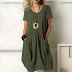 Women's Wedding Guest Pleated Midi Dress – Flowy Formal Occasion Dress