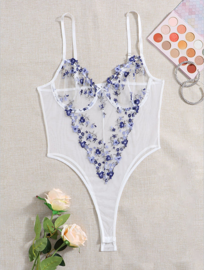 Women's Floral Embroidered Bra Set – Lace Bra & Matching Brief Set