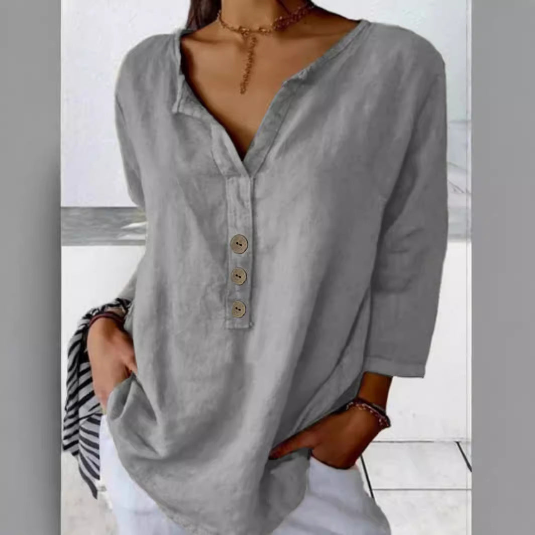 Women's Collared Button Blouse – Relaxed Everyday Shirt Blouse