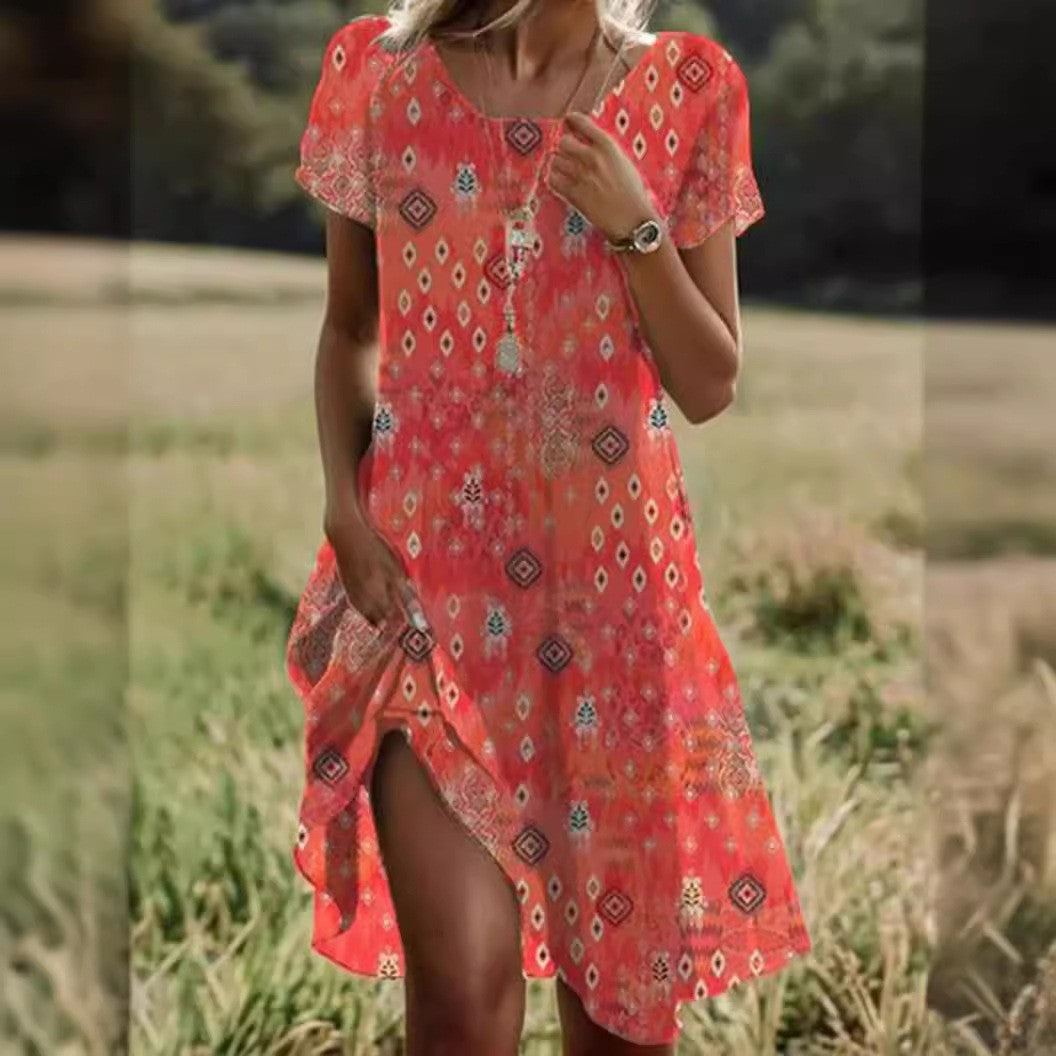 Women's Relaxed Summer Midi Dress – Flowy Day Dress