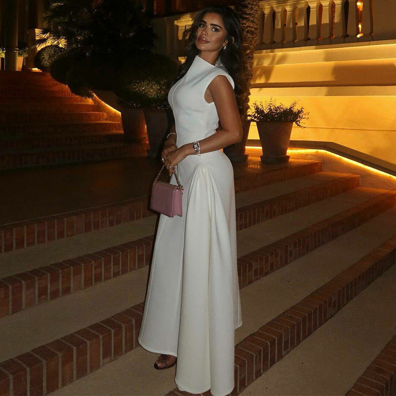 Women's Side Slit Maxi Gown – High Neck Formal Evening Dress