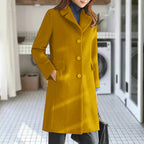 Women's Classic Lapel Coat – Long Button Front Overcoat