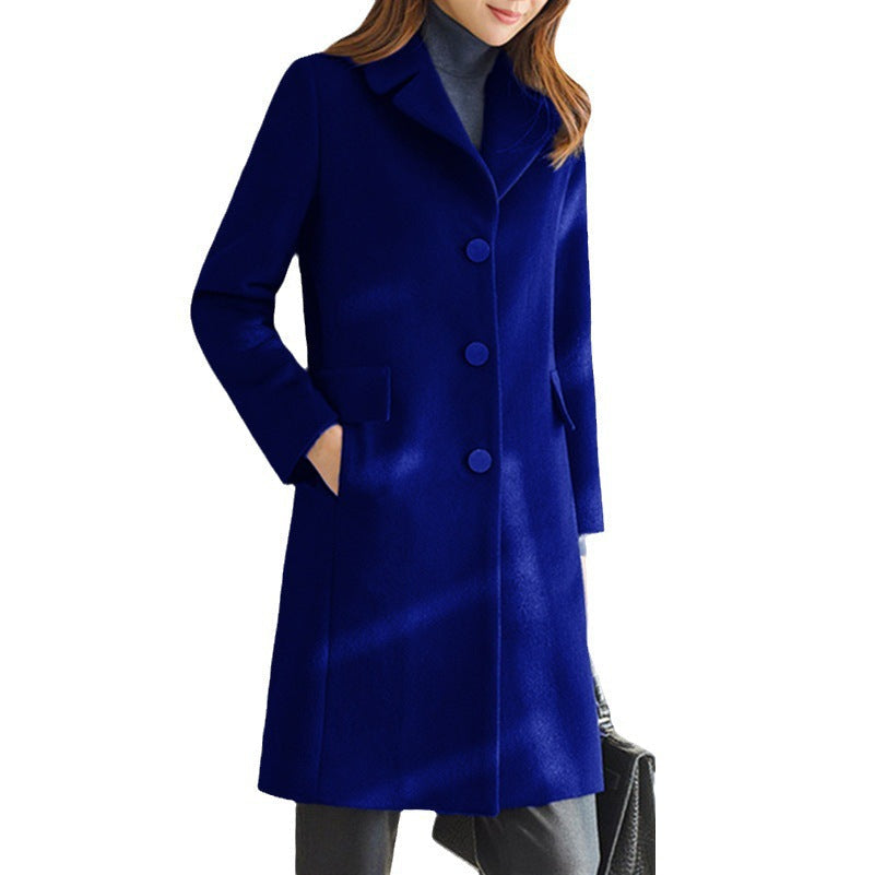 Women's Classic Lapel Coat – Long Button Front Overcoat
