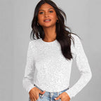 Women's Long Sleeve Sequin Bodysuit – Sparkle Fitted Party Bodysuit