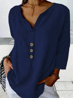 Women's Collared Button Blouse – Relaxed Everyday Shirt Blouse