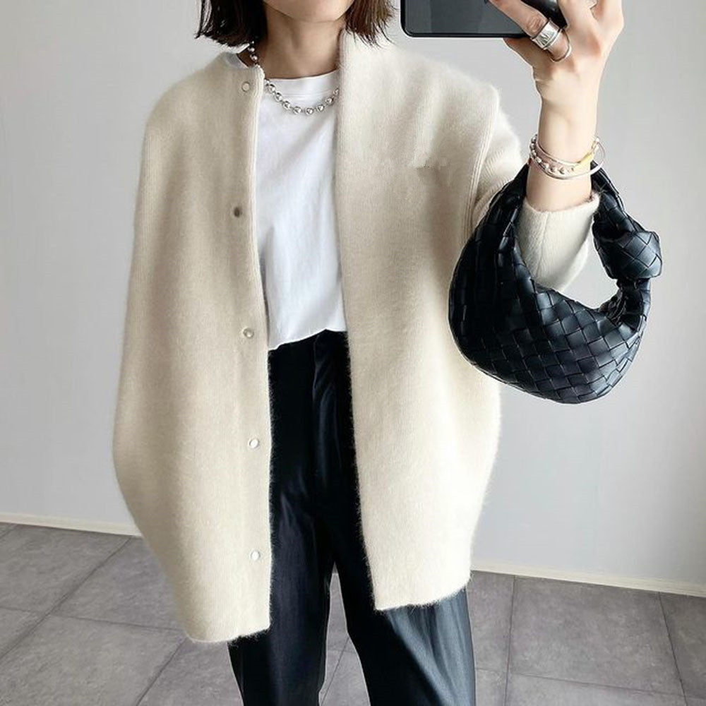 Women's Mid-Length Cardigan – Relaxed Cotton Blend Cardigan