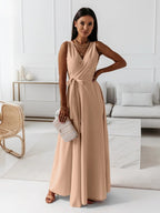 Women's Bridesmaid Wrap Maxi Dress – V-Neck Wedding Guest Occasion Dress