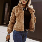 Women's Teddy Bomber Jacket – Sherpa Zip Jacket
