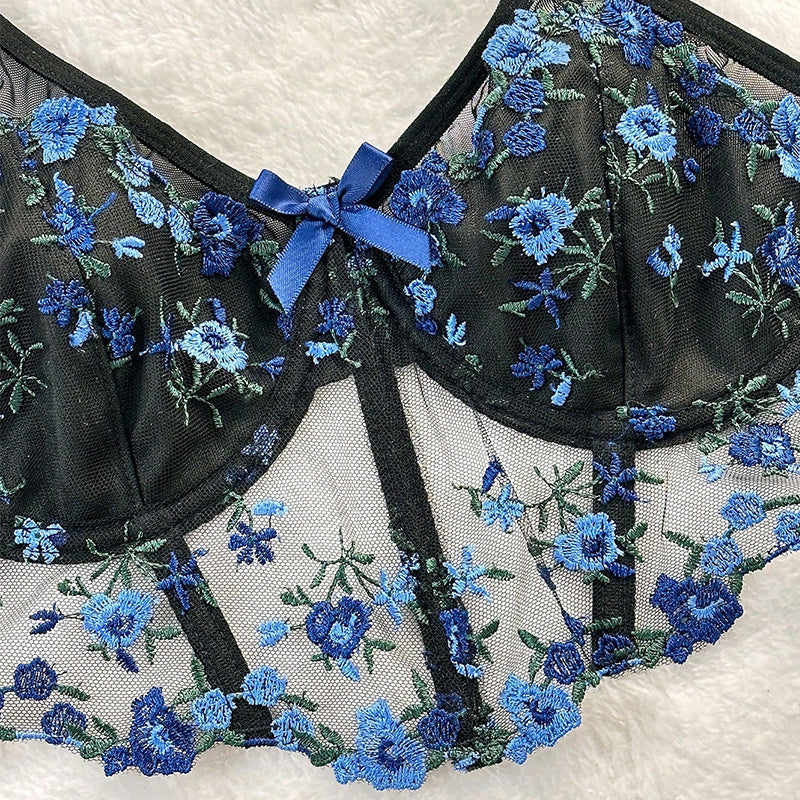 Women's French Floral Lace Lingerie Set – Bra & Matching Panty Set
