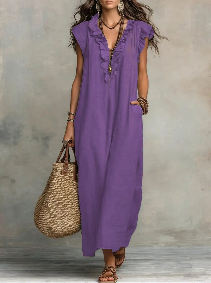Women's Relaxed Boho Maxi Dress – Flowy Summer Dress