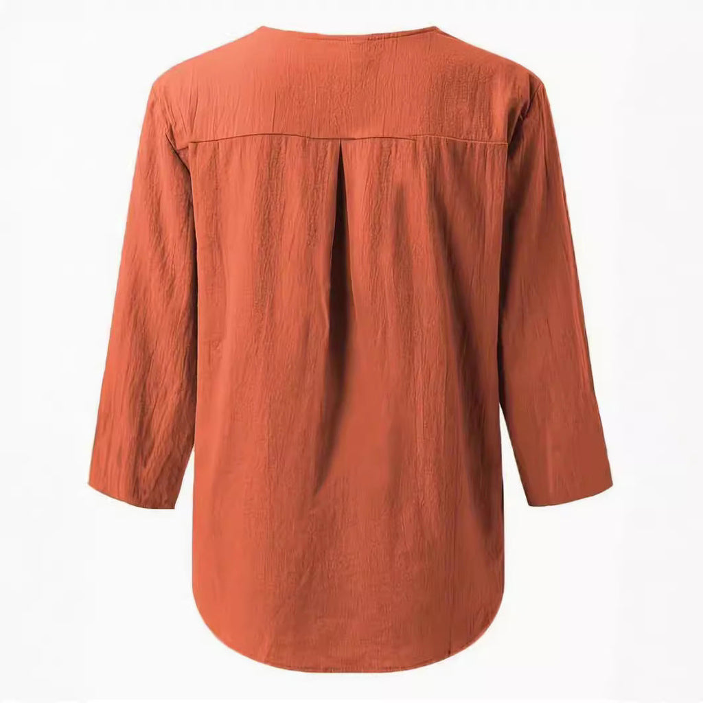Women's Collared Button Blouse – Relaxed Everyday Shirt Blouse