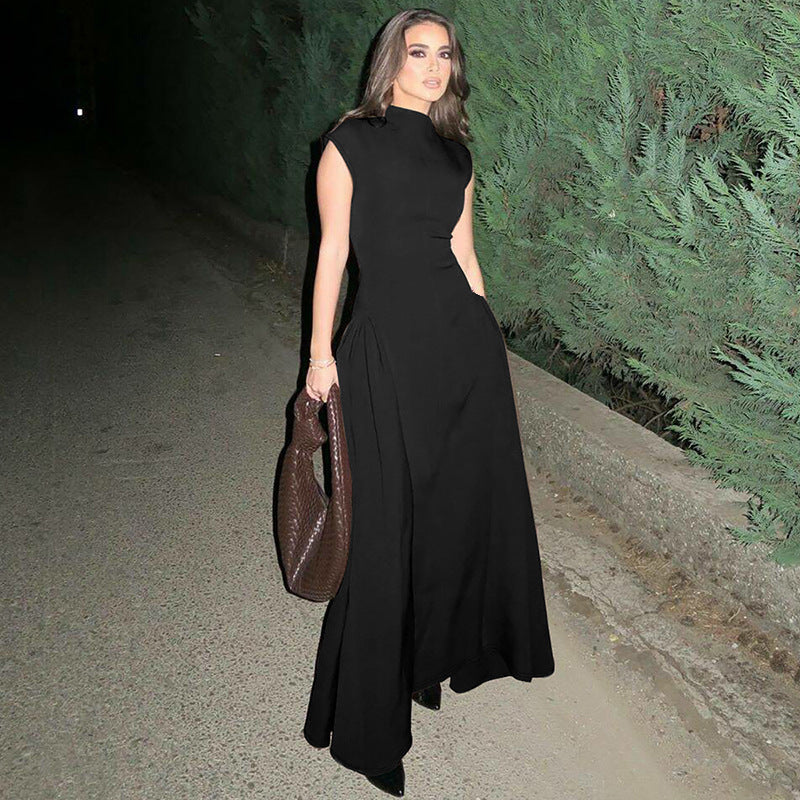 Women's Side Slit Maxi Gown – High Neck Formal Evening Dress