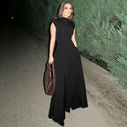 Women's Side Slit Maxi Gown – High Neck Formal Evening Dress