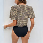 Women's Puff Sleeve Bodysuit – V-Neck Statement Fitted Bodysuit