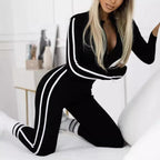 Women's Side Stripe Active Bodysuit – Long Sleeve Fitted Sport Bodysuit