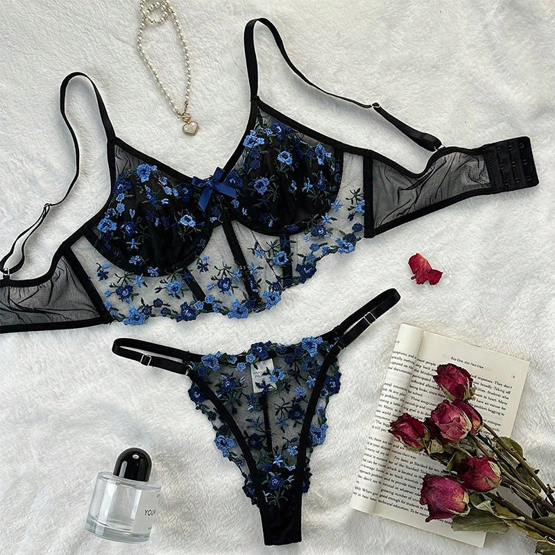 Women's French Floral Lace Lingerie Set – Bra & Matching Panty Set