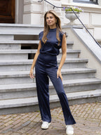 Women's Open Back Jumpsuit – Sleeveless Wide Leg Occasion Jumpsuit