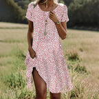 Women's Relaxed Summer Midi Dress – Flowy Day Dress