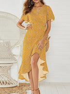 Women's Belted Wrap Maxi Dress – V-Neck Formal Occasion Dress