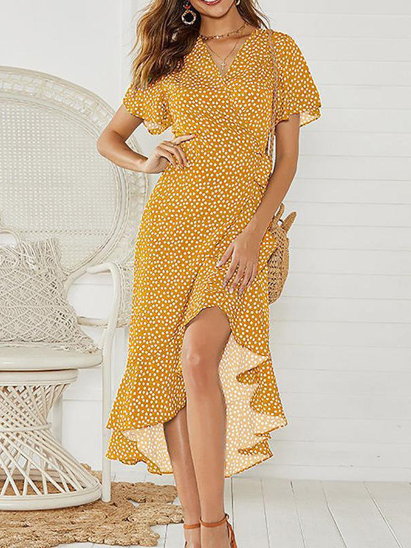 Women's Belted Wrap Maxi Dress – V-Neck Formal Occasion Dress