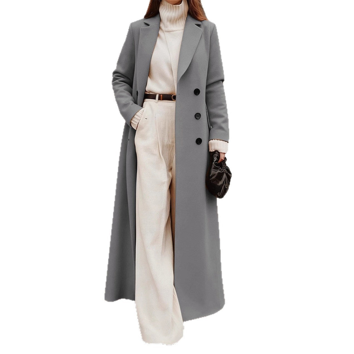Alanah | Long Double-Breasted Coat with pockets