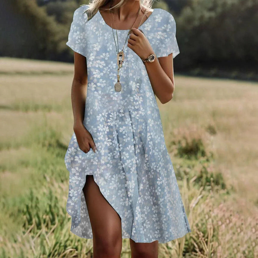 Women's Relaxed Summer Midi Dress – Flowy Day Dress