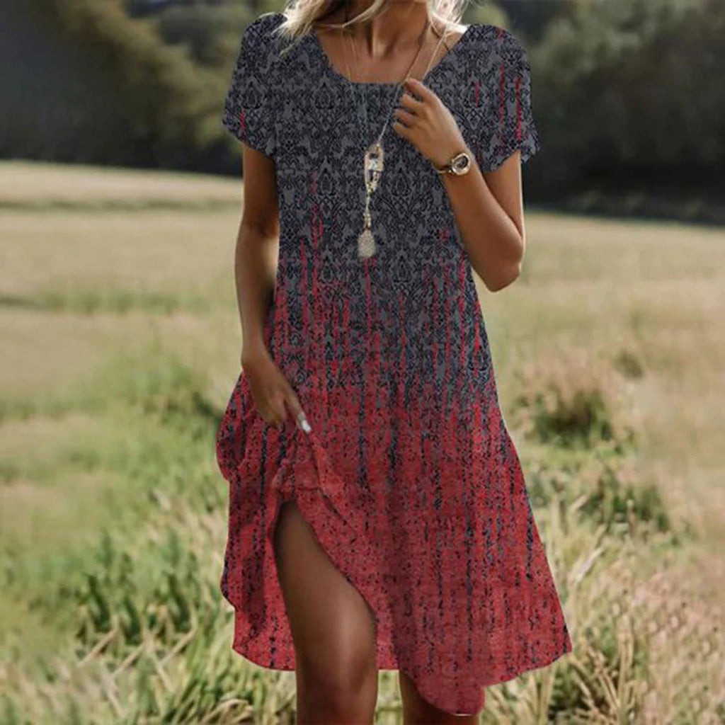 Women's Relaxed Summer Midi Dress – Flowy Day Dress