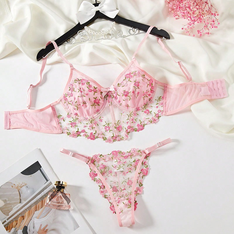 Women's French Floral Lace Lingerie Set – Bra & Matching Panty Set